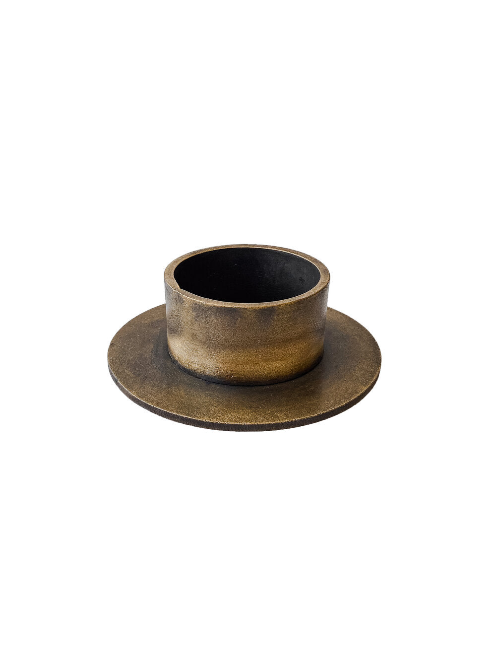 Cirkel lysestage, burned - Ø6 cm.